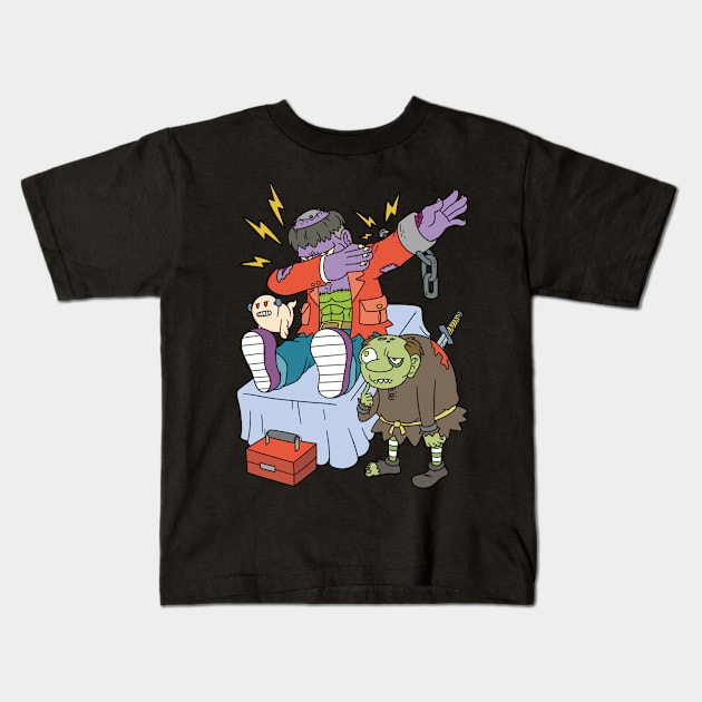 Frankenstein Dab Halloween Gift Kids T-Shirt by Konnectd